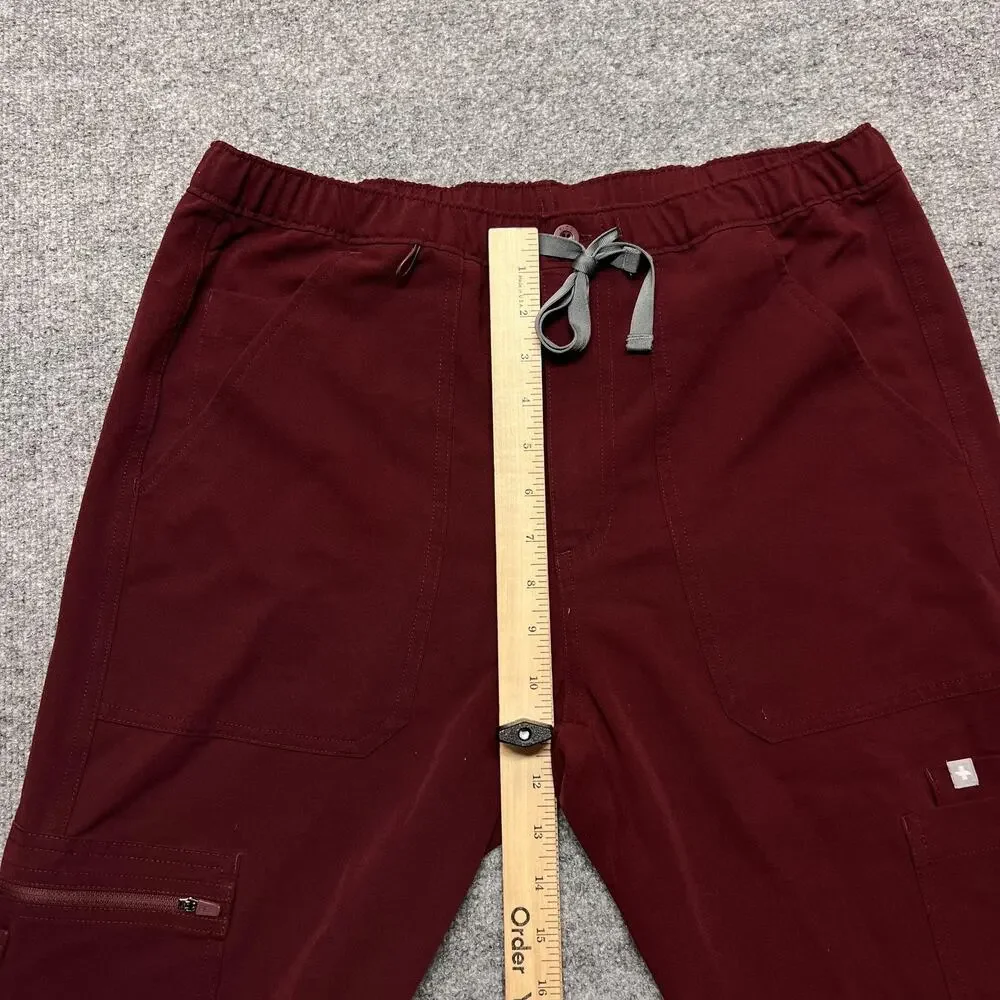 FIGS Technical Collection Pants Men Medium Red Cargo Elastic Waist Scrub Medical